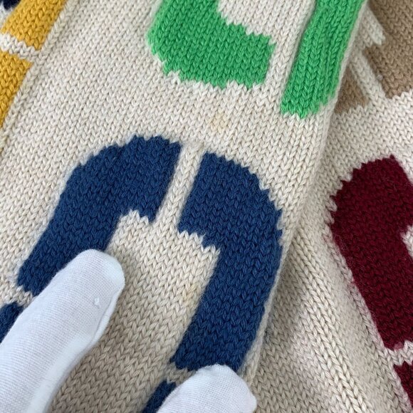 Fendi Mens Multicolor V-Neck Wool Pullover Sweater Size L - Picture 5 of 8